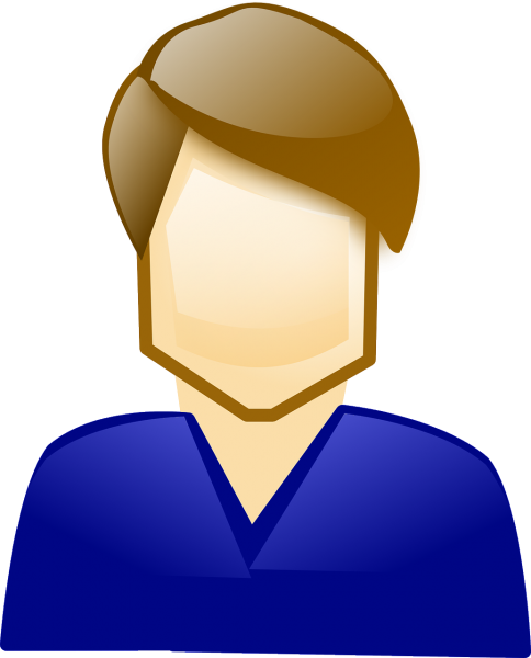 Man with blue shirt