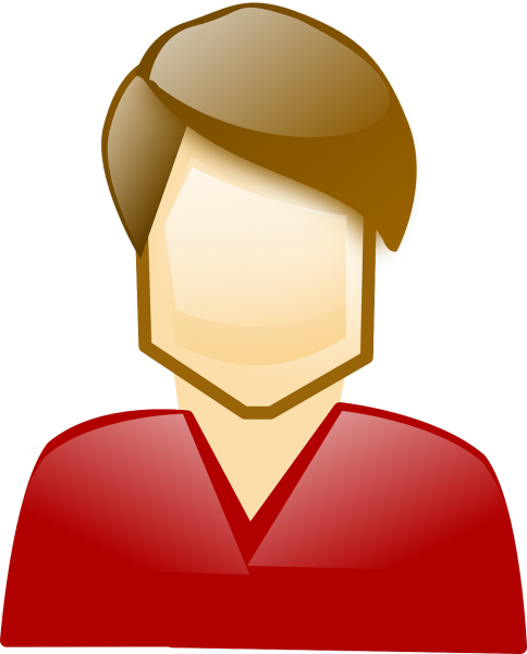 Man with red shirt