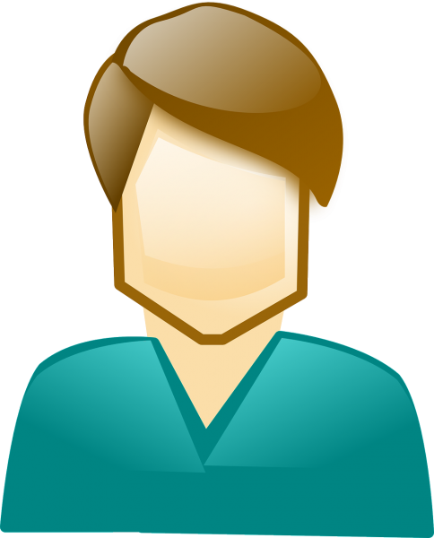 Man with teal shirt